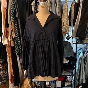 Zara Black Pleated Blouse